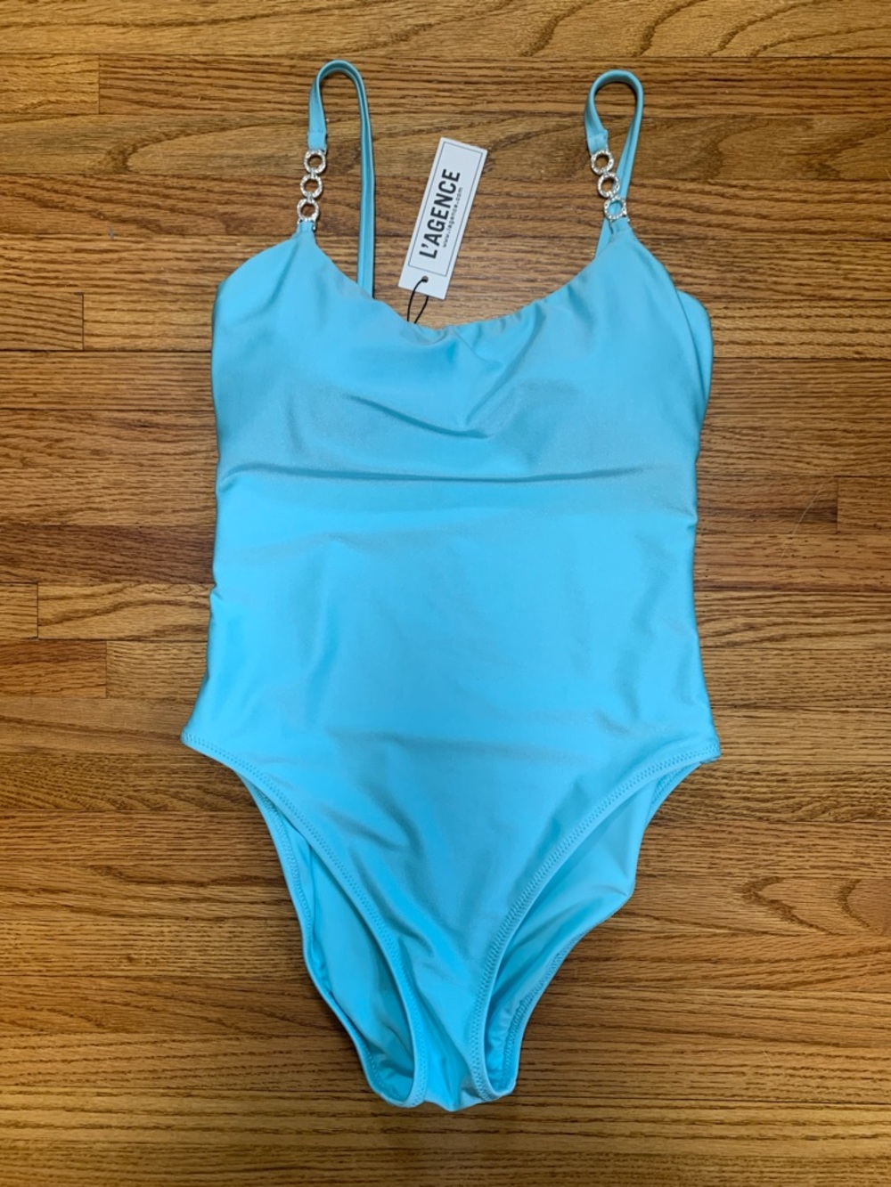 L’AGENCE swimsuit - ice blue Remi one piece bathing suit w underwire, small